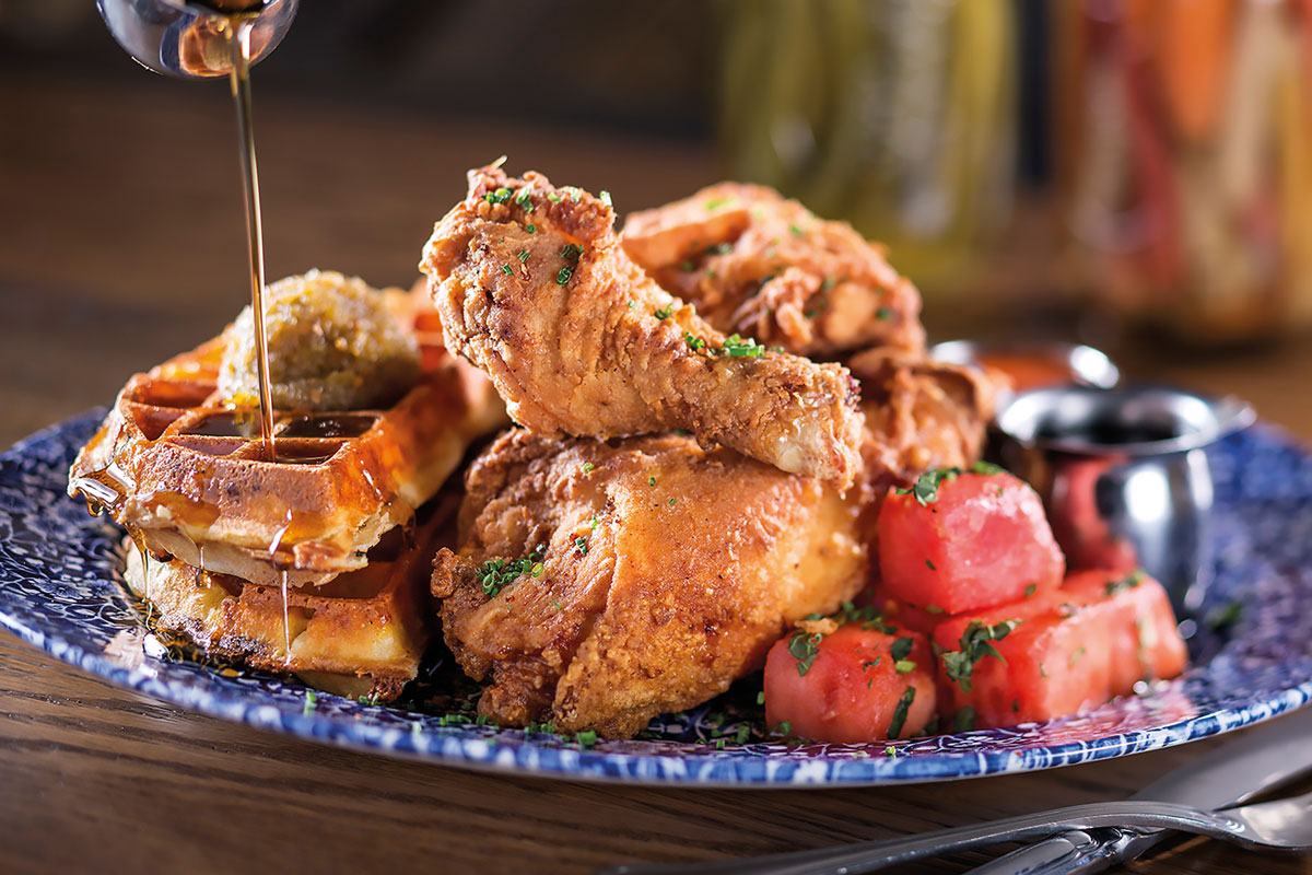 Yardbird signature dishes Fried Chicken & Waffles
Deviled Eggs
Macaroni & Cheese